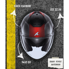 Shark RS Jet Carbon İkonik Kırmızı Yarım Kask