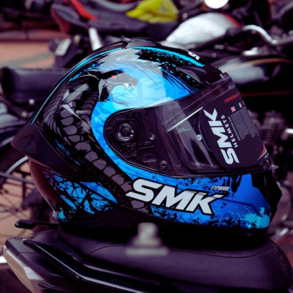 Smk Typhoon Reptile Mavi Kapalı Kask (ECE 22.06) (Fit Kasa) - Görsel 2